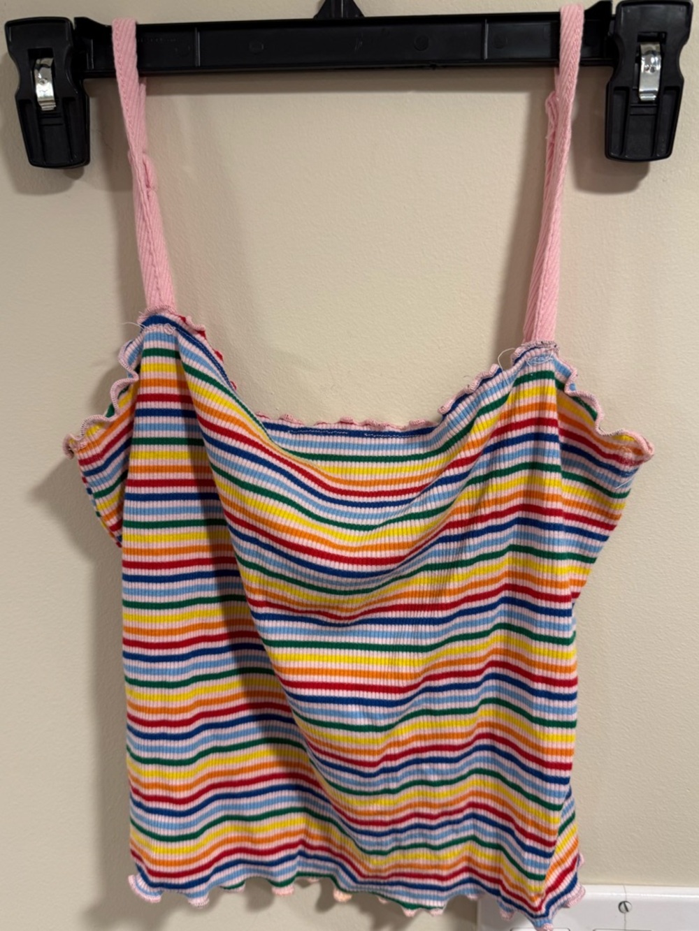 Women’s Rainbow Striped Tank Top with adjustable straps SZ L